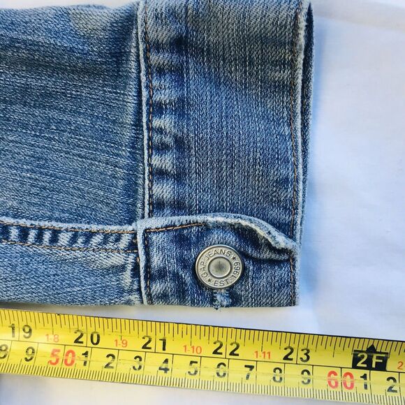 Gap Vintage Denim Jean Jacket Blue Women XS Youth Distressed Farm Hippy Festival - Picture 9 of 12